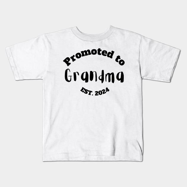 Promoted to Grandma Est. 2024 Kids T-Shirt by StudioPuffyBread